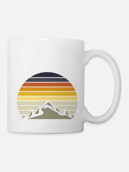 vintage sunset Berge grau - Tasse - Weiß