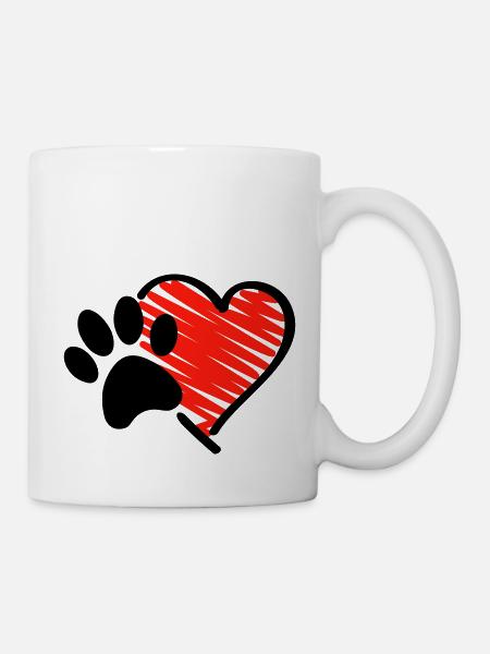 pfote herz - Tasse - Weiß
