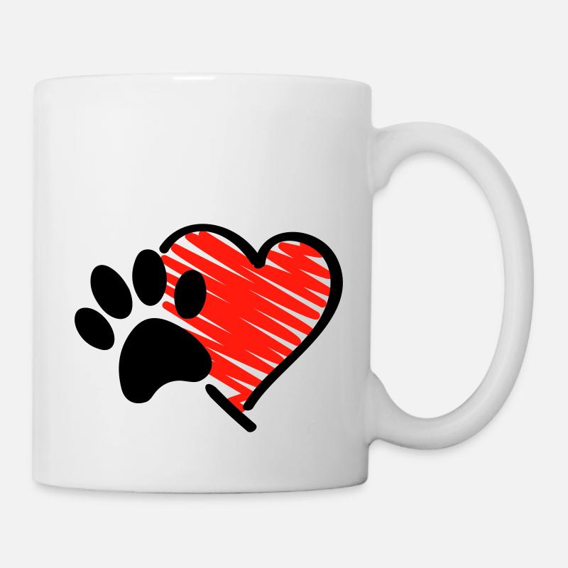 pfote herz - Tasse - Weiß