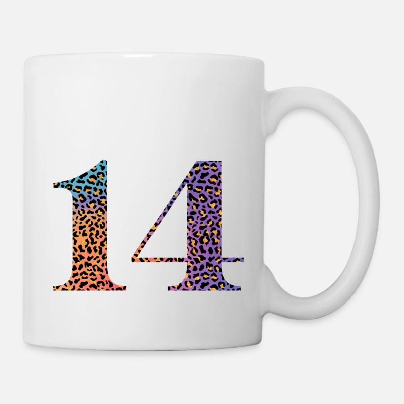 Leopard zum 14. Geburtstag - Tasse - Weiß