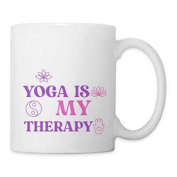 Yoga is my therapy - Mug - white - Right