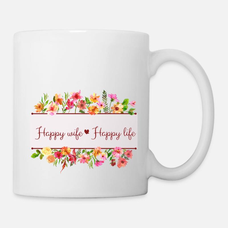 Femme heureuse, vie heureuse - Mug blanc - blanc