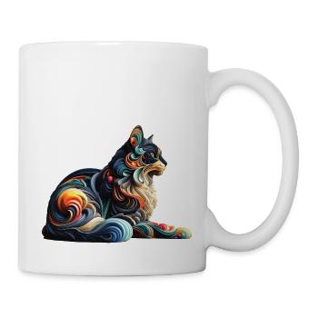 Chat abstrait coloré - Mug blanc - blanc - Droite