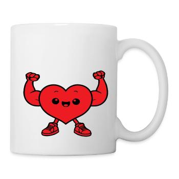 Kawaii chibi cartoon muscle heart - Mug - white - Right