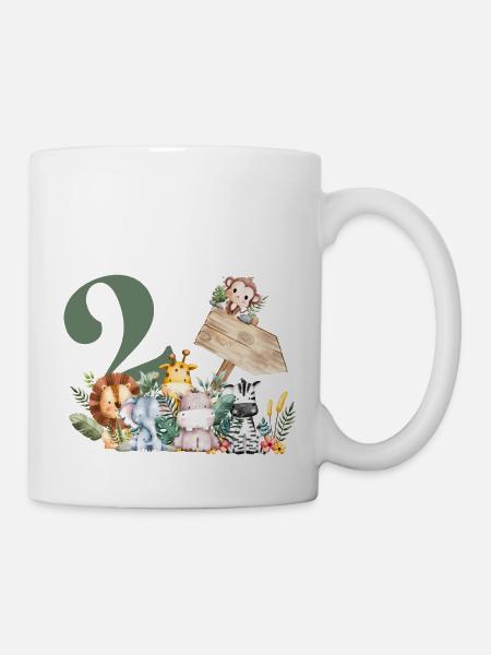 Personalisierte Safari zum 2. Geburtstag - Tasse - Weiß