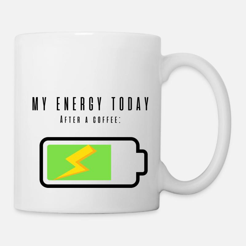 Batterie rechargeable avec café | Amateurs de café - Mug blanc - blanc