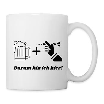Darts und Bier darum in ich hier! - Tasse - Weiß - Rechts