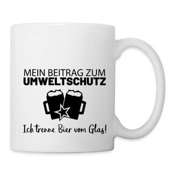 Mein Beitrag zum Umweltschutz - ich trenne Bier - Tasse - Weiß - Rechts
