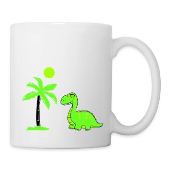 dinosaurier palme 02 - Tasse - Weiß - Rechts