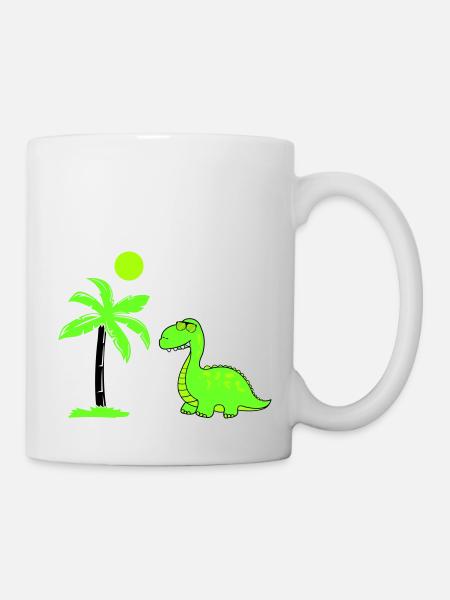 dinosaurier palme 02 - Tasse - Weiß