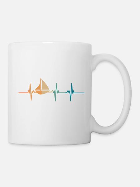Herzschlag des Segelboots - Tasse - Weiß