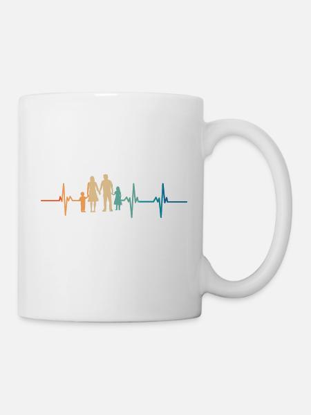 Herzschlag der Familie - Tasse - Weiß