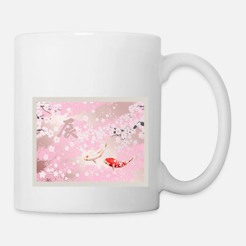 Koi Harmony : Une floraison du Nouvel An 2024 Koi - Mug blanc - blanc