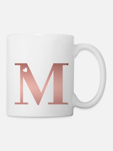 Buchstabe M Roségold - Tasse - Weiß