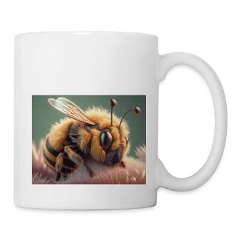 Cute animals doing hibernation – bee - Mug - white - Right