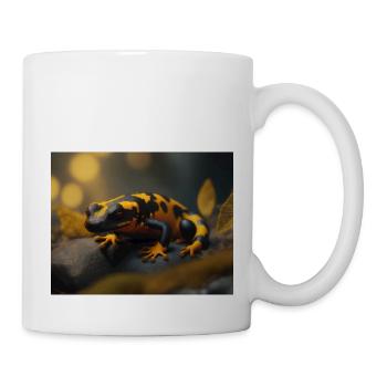 Niedliche Tiere, die Winterschlaf halten – Feuersalamander - Tasse - Weiß - Rechts