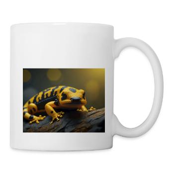 Cute animals doing hibernation – fire salamander - Mug - white - Right