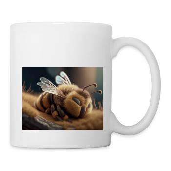 Cute animals doing hibernation – bee - Mug - white - Right