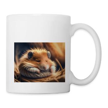 Cute animals doing hibernation – hamster - Mug - white - Right