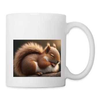 Cute animals doing hibernation – squirrel - Mug - white - Right