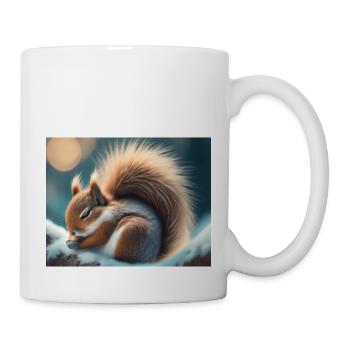 Cute animals doing hibernation – squirrel - Mug - white - Right