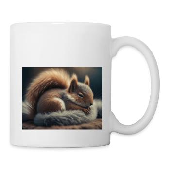 Cute animals doing hibernation – squirrel - Mug - white - Right