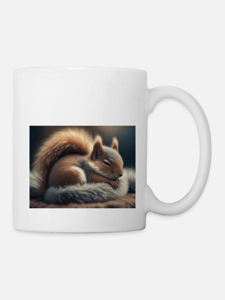 Niedliche Tiere im Winterschlaf – Eichhörnchen - Tasse - Weiß