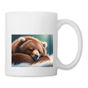 Niedliche Tiere im Winterschlaf – Braunbär - Tasse - Weiß - Rechts
