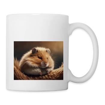 Cute animals doing hibernation – hamster - Mug - white - Right