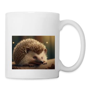 Cute animals doing hibernation – hedgehog - Mug - white - Right
