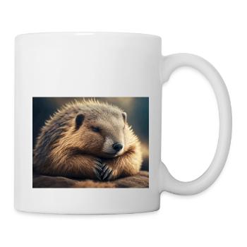 Cute animals doing hibernation – marmot - Mug - white - Right