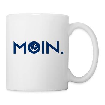 Moin - Guten Morgen - Nordsee - Ostsee - Anker - Tasse - Weiß - Rechts