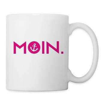 Moin - Guten Morgen - Nordsee - Ostsee - Anker - Tasse - Weiß - Rechts