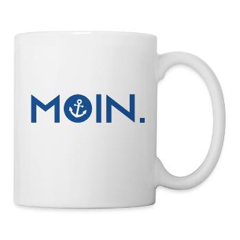 Moin - Guten Morgen - Nordsee - Ostsee - Anker - Tasse - Weiß - Rechts