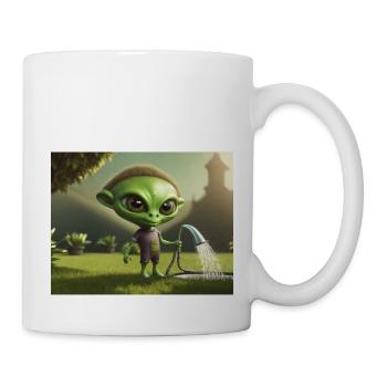niedliche kleine grüne retro vintage alien jeden tag - Tasse - Weiß - Rechts