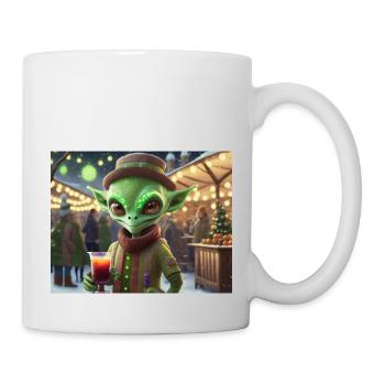 Glühwein trinken am Weihnachtstag - Tasse - Weiß - Rechts