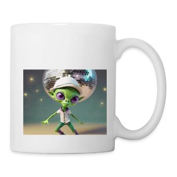 cute little green retro vintage alien everyday - Mug - white - Right