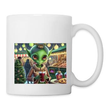niedlich klein grün retro vintage alien jeden tag - Tasse - Weiß - Rechts