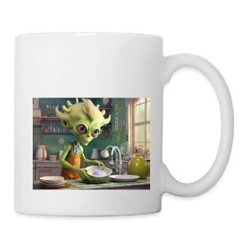 cute little green retro vintage alien everyday - Mug - white - Right
