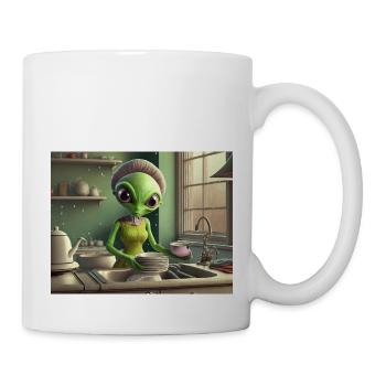 cute little green retro vintage alien everyday - Mug - white - Right
