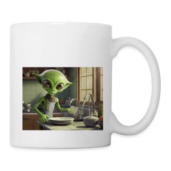 cute little green retro vintage alien everyday - Mug - white - Right