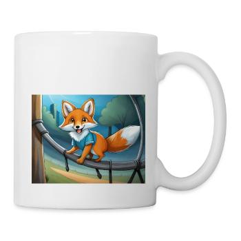 mignon petit renard démon jouant sur une aire de jeux - Mug blanc - blanc - Droite