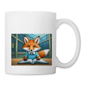 mignon petit renard démon de la vie quotidienne - est en train de lire - Mug blanc - blanc - Droite