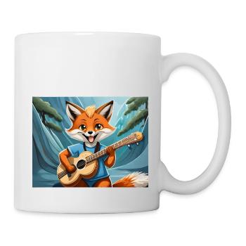 mignon petit renard démon vie quotidienne jouant de la guitare - Mug blanc - blanc - Droite