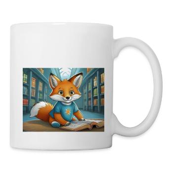 mignon petit renard démon de la vie quotidienne - est en train de lire - Mug blanc - blanc - Droite