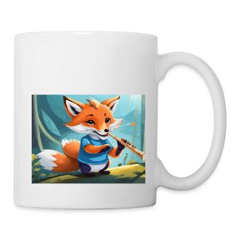 mignon petit renard démon vie quotidienne jouant de la flûte - Mug blanc - blanc - Droite