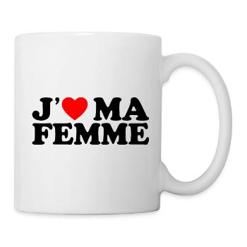 J'aime Ma Femme Cadeau Homme Marié Coeur Rouge - Mug blanc - blanc - Droite