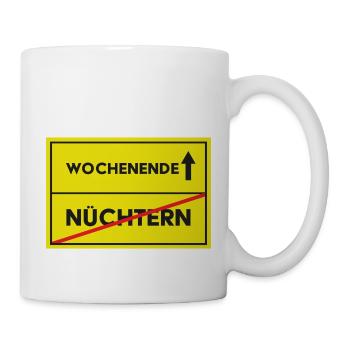 Straßenschild Wochenende geht man feiern - Tasse - Weiß - Rechts