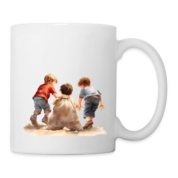 Les courses en sac, un jeu d’enfants d’antan - Mug blanc - blanc - Droite