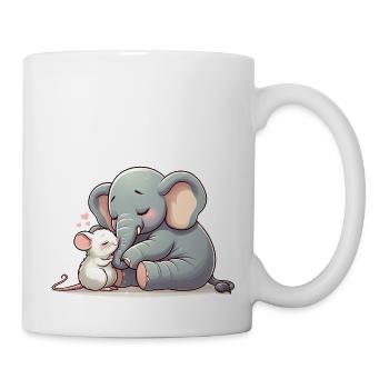 Câlin Éléphant Et Souris Amoureux - Mug blanc - blanc - Droite